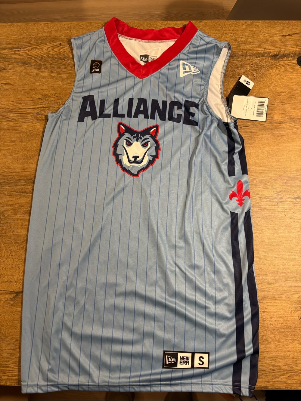 New Era Light Blue Pinstripe Jersey with Navy Accents